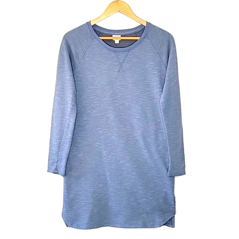 MERONA Blue Casual Long Sleeve Round Neckline Dress size SP Pockets Ribbed